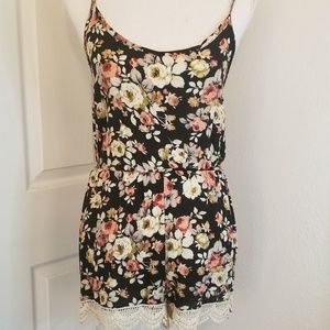 Black floral romper